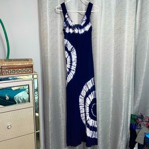 INC navy blue tie-dye with sequins maxi dress size medium